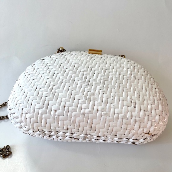 Vintage White Wicker Rattan Wood Clutch/Shoulder Bag - Picture 5 of 7